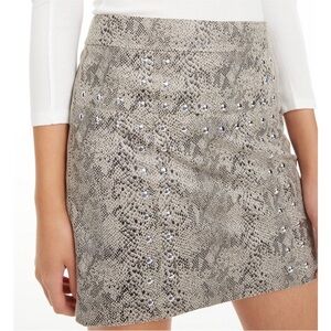 BAR III Snake Faux-suede Mini Skirt L